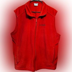 Columbia Fleece Vest Sweater Mens XL Dark Orange Full Zip Vest